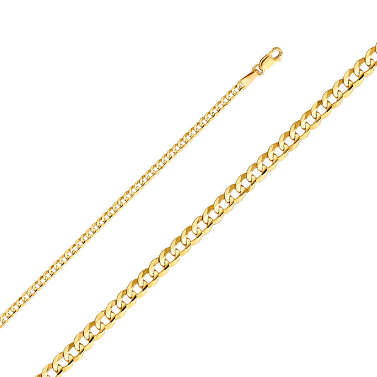 14k Yellow Gold 2.7mm Cuban Unisex Chain Necklace