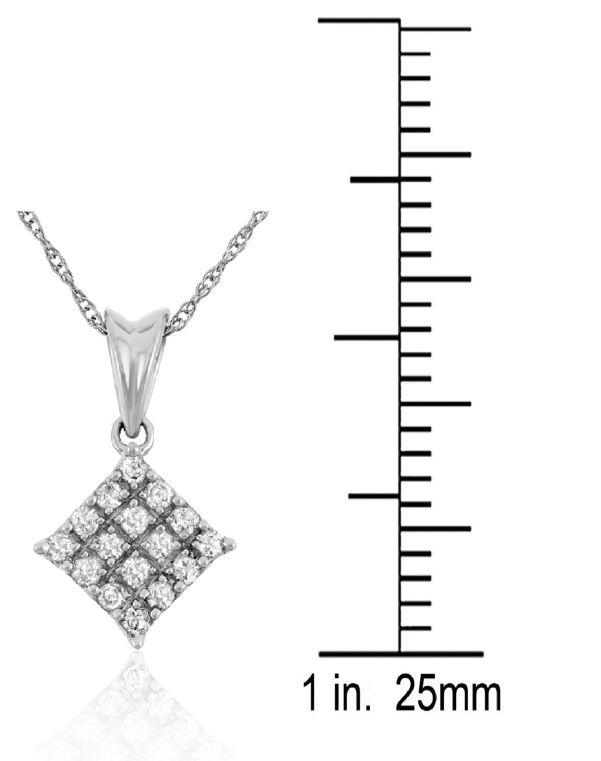 10k White Gold 0.20 ct TDW White Diamond Square Necklace