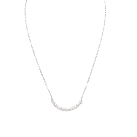 Sterling Silver Cultured Freshwater Pearl Bead Necklace - June Birthstone