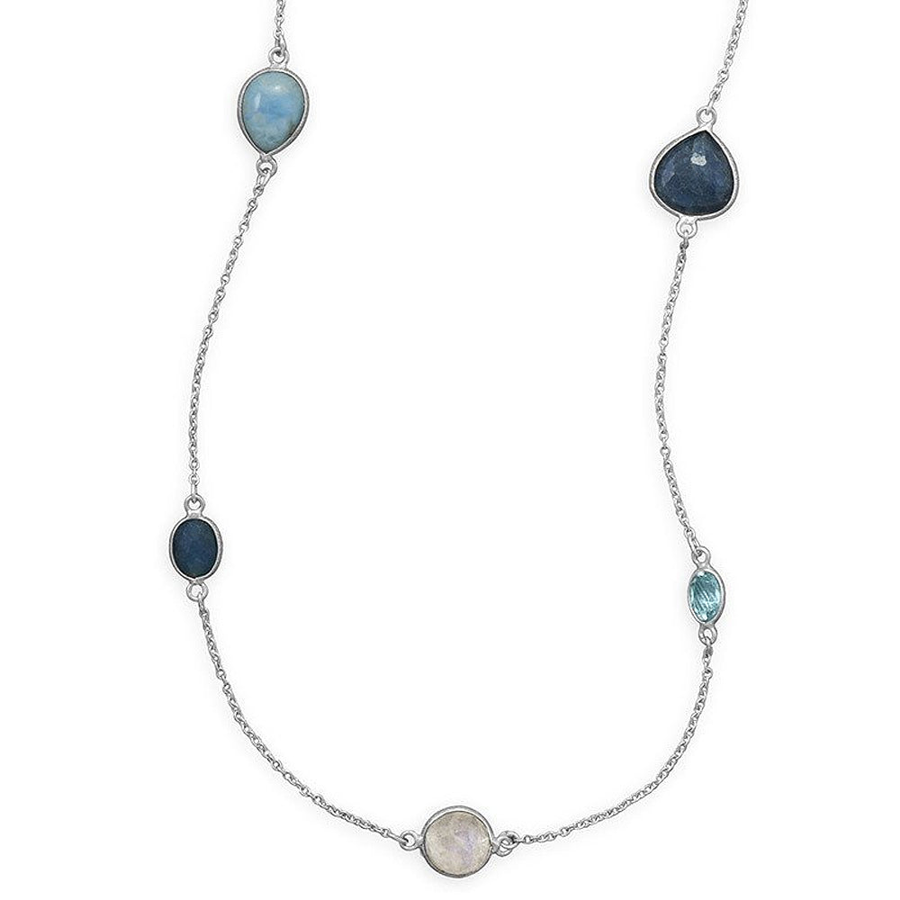 Sterling Silver 29" Multi Gemstone Endless Necklace