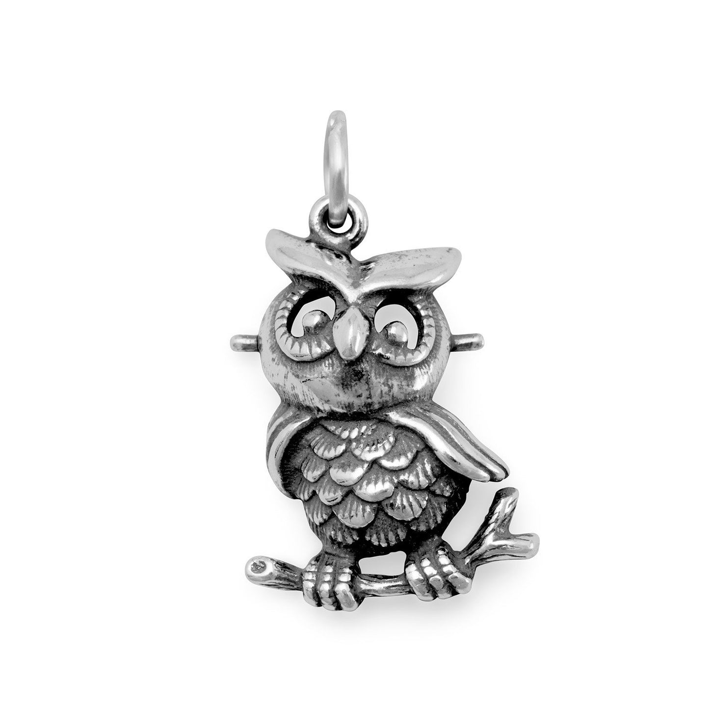 Sterling Silver Oxidized Owl Bracelet Charm