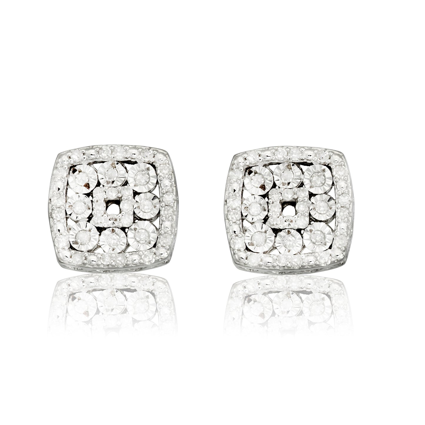 Sterling Silver 0.25ct TDW White Diamond Stud Earrings