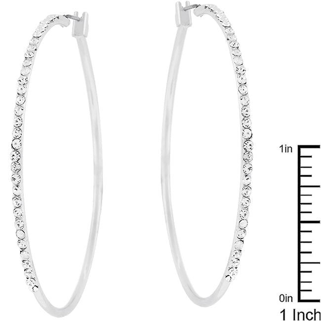 Precious Stars Silvertone 55mm Crystal Hoop Earrings