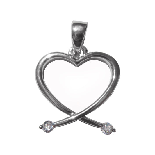 Sterling Silver Heart Shaped Cubic Zirconia Pendant Bracelet Charm