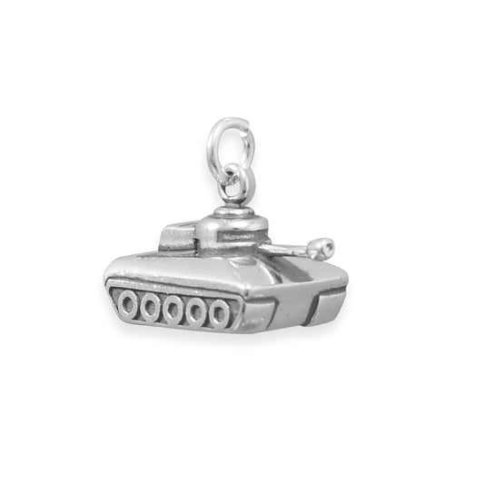 Sterling Silver Oxidized Military Tank Bracelet Charm