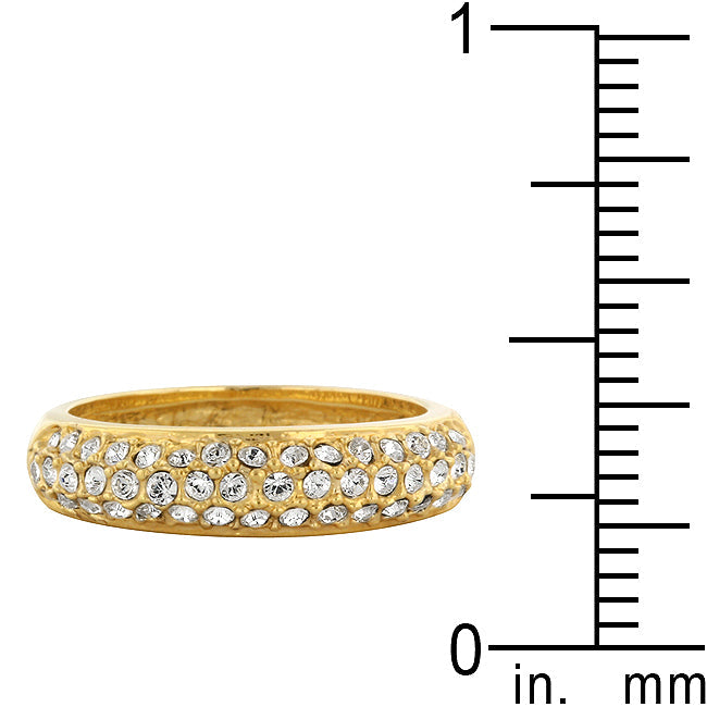 Precious Stars Goldtone Round-Cut Clear Pave' Crystals  Wedding Ring
