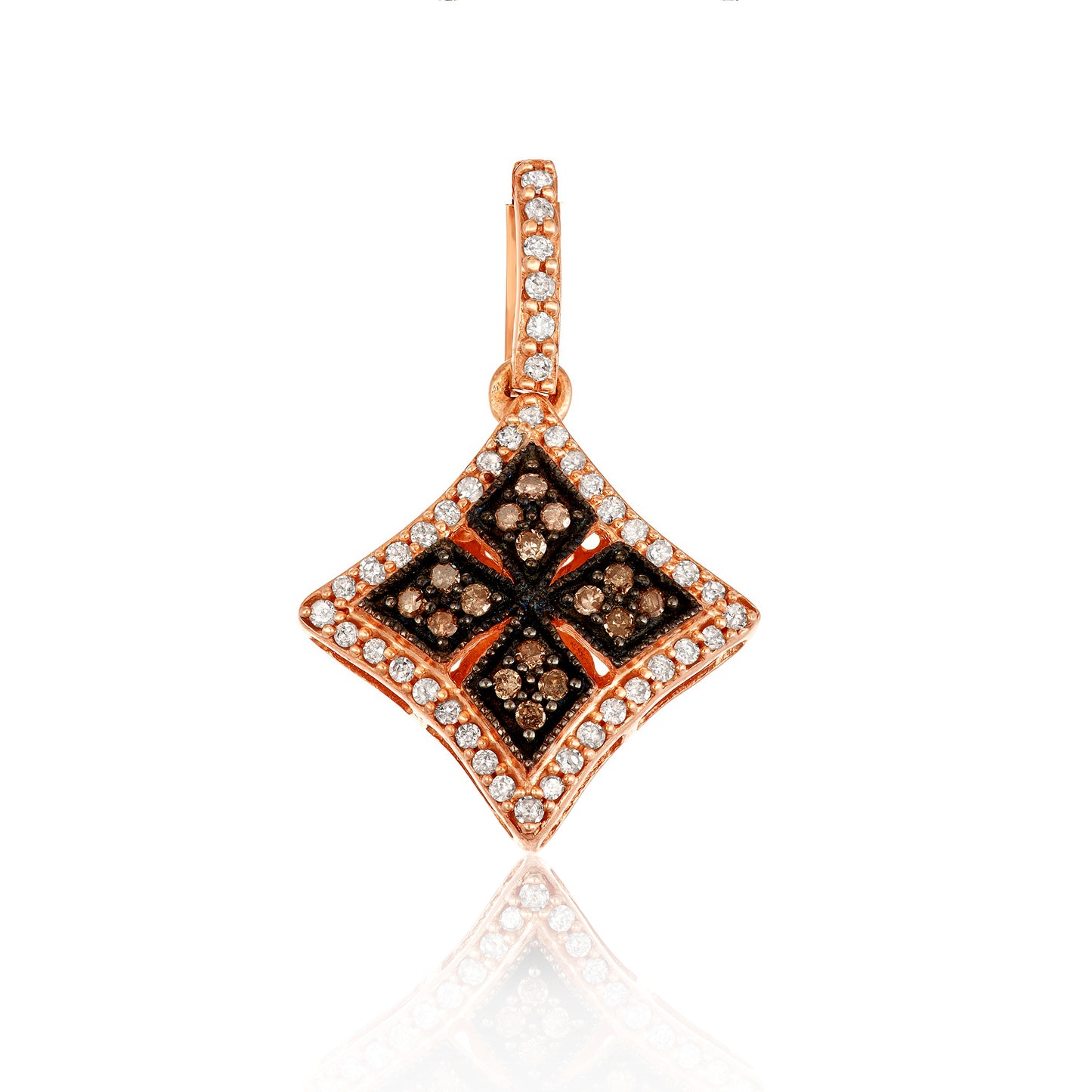 Rose Gold-Plated Sterling Silver 0.29 ct TDW Multi and White Diamond Fancy Square Necklace