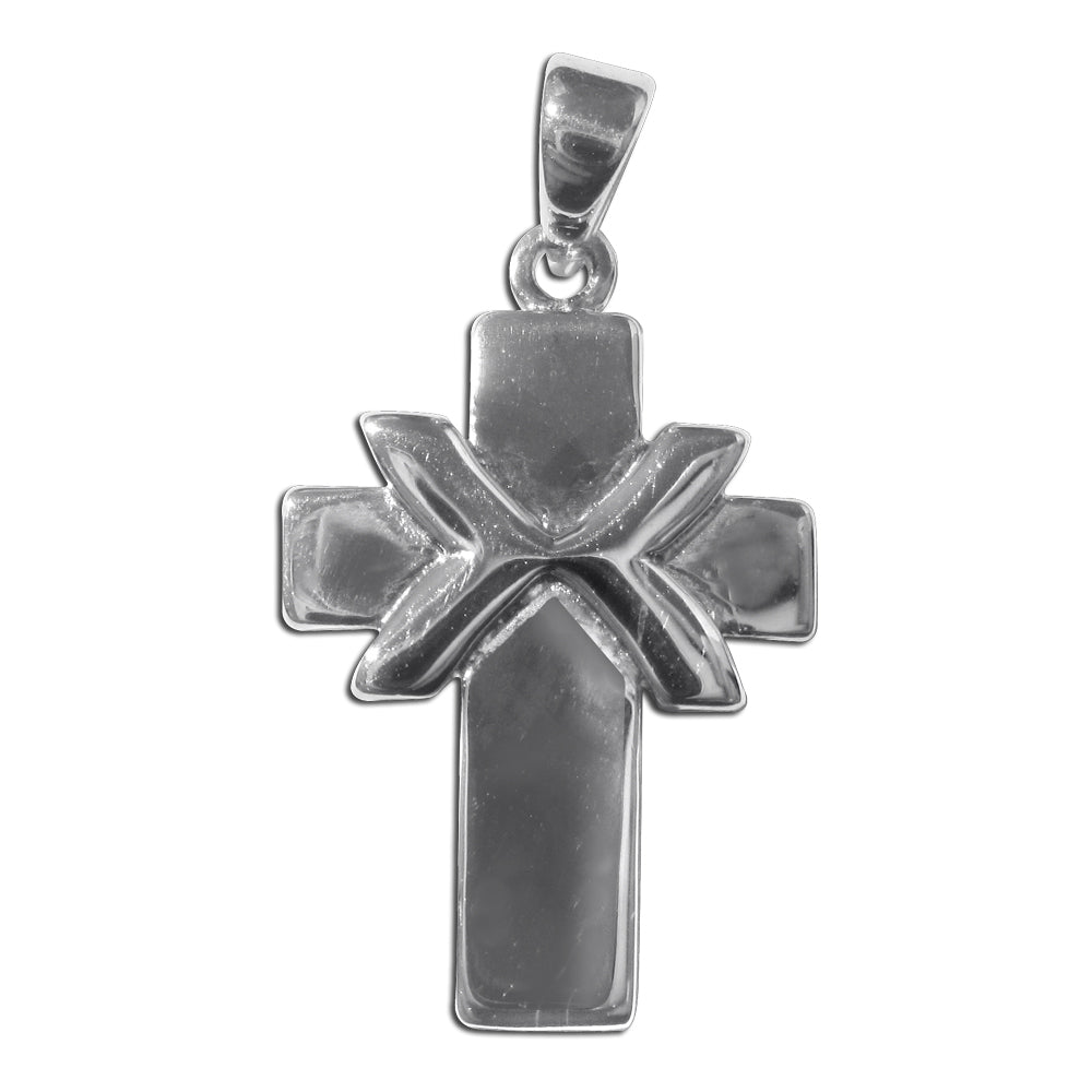 Sterling Silver Mirror Polished Rope Cross Pendant Charm