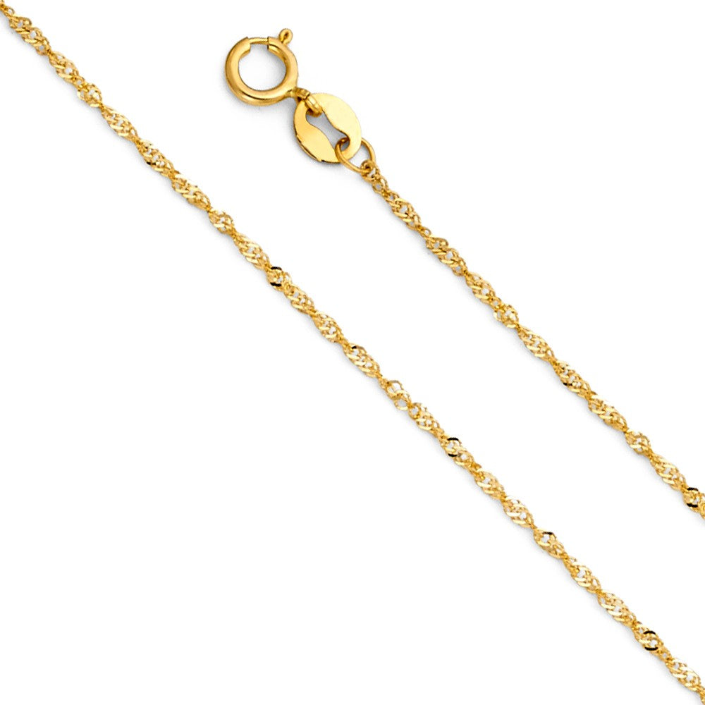 14k Yellow Gold 0.9mm Thin & Dainty Singapore Pendant Chain