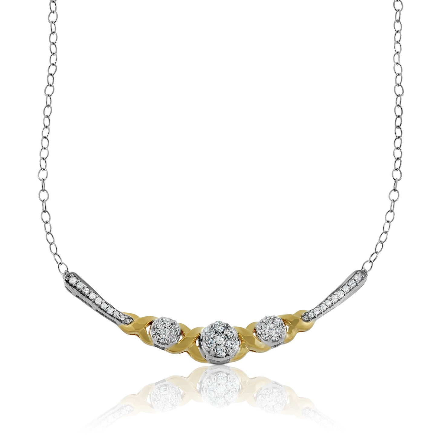 10k Two-Tone Gold 0.50 ct TDW White Diamond 'XO' Necklace