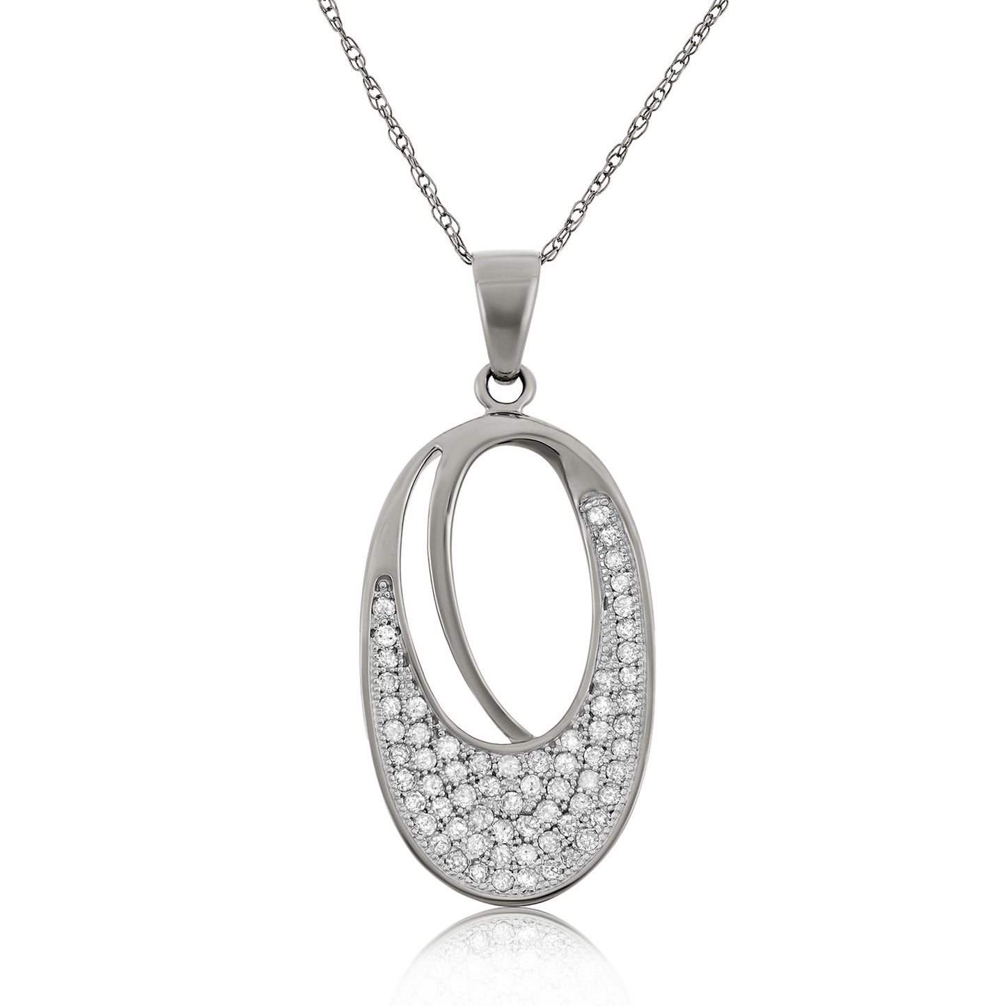 10k Two-Tone Gold 0.35 ct TDW White Diamond Fancy Oval-shaped Necklace