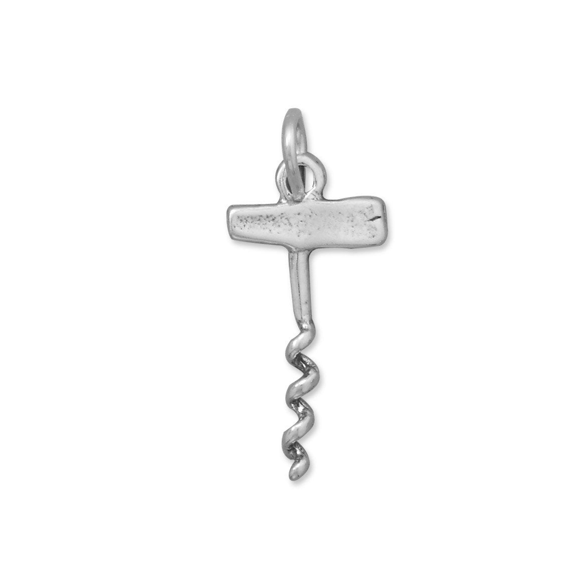 Sterling Silver Oxidized Corkscrew Bracelet Charm