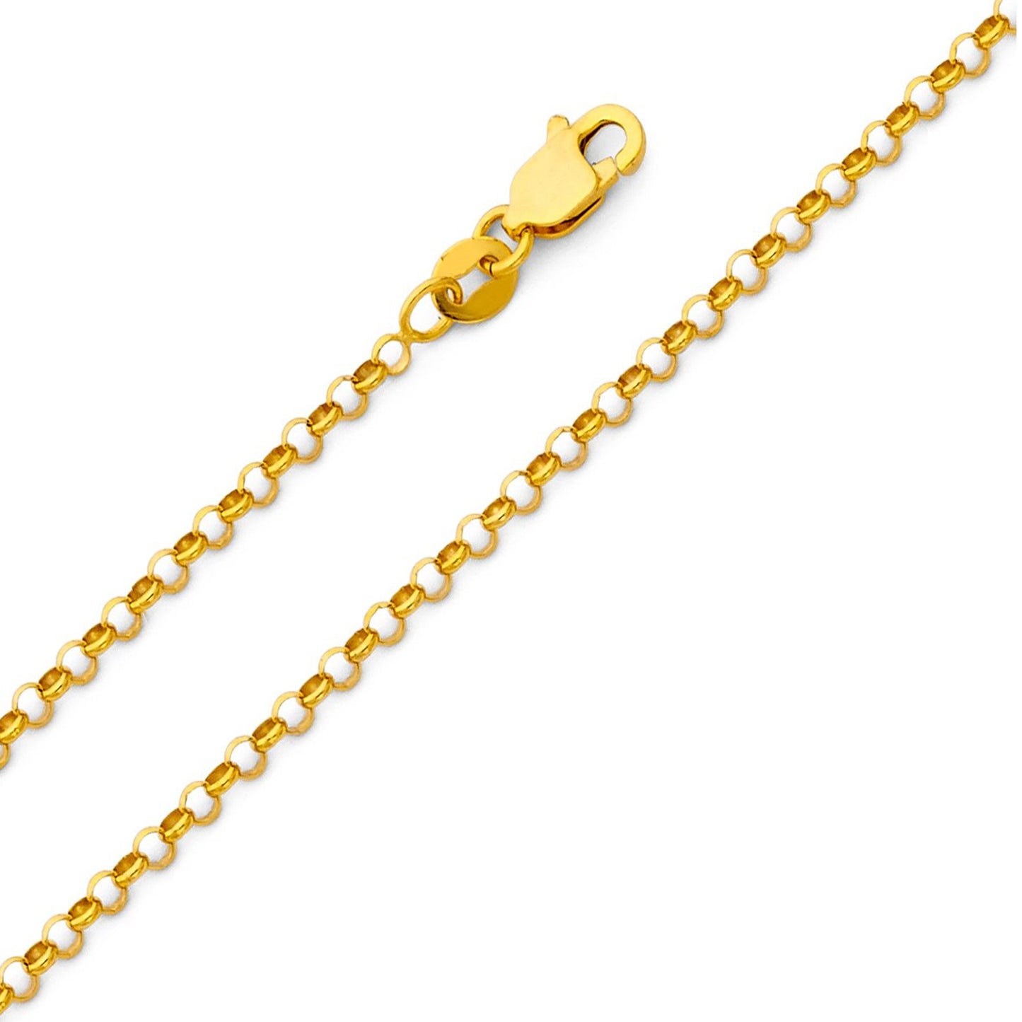 14k Yellow Gold 1.2mm Angled Diamond-cut Rolo Cable Pendant Chain Necklace