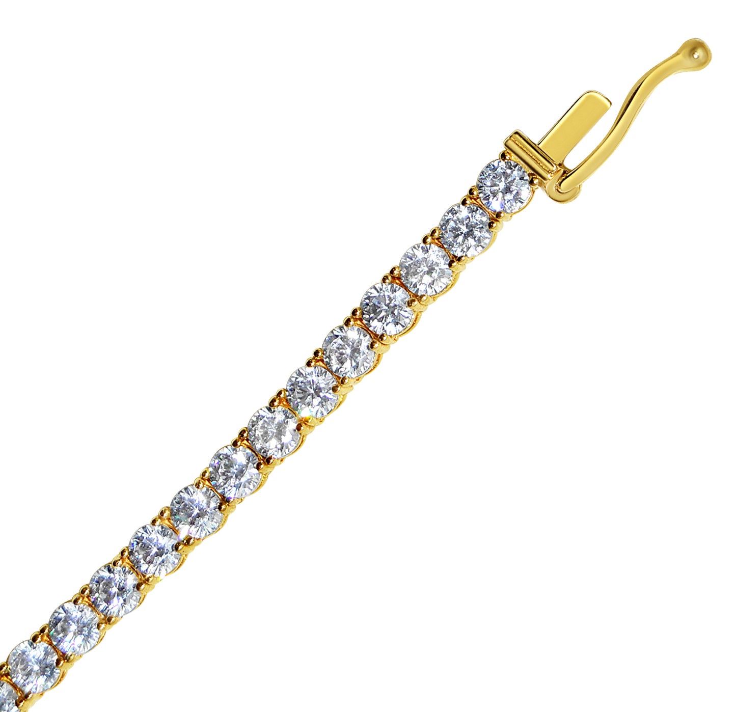 14k Yellow Gold 1.8mm Round-Cut Cubic Zirconia Ladies Tennis Bracelet