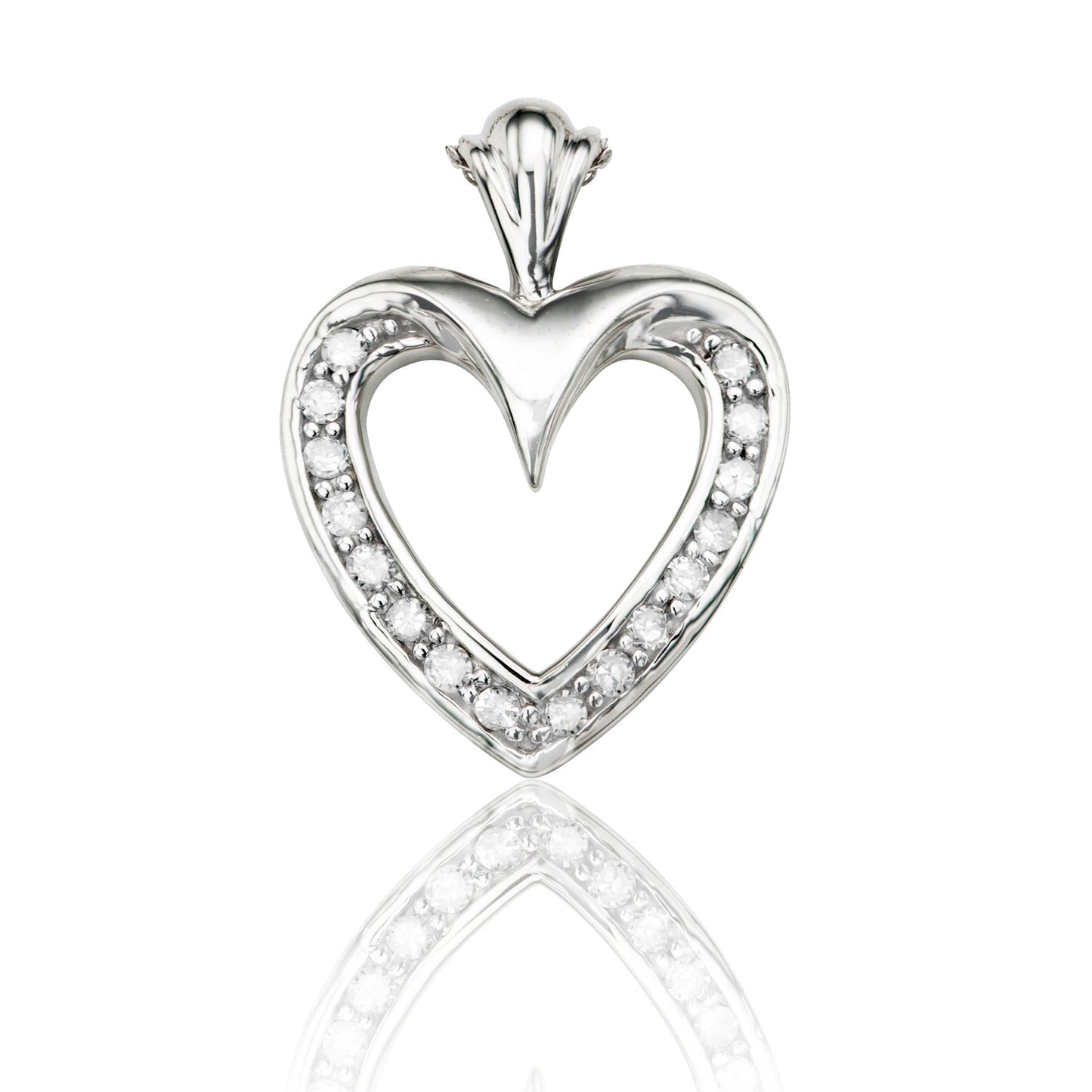 10k White Gold 0.16 ct TDW White Diamond Heart Necklace