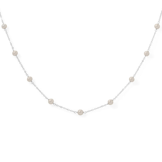 Sterling Silver 9 Cultured Freshwater Pearl 16" Necklace