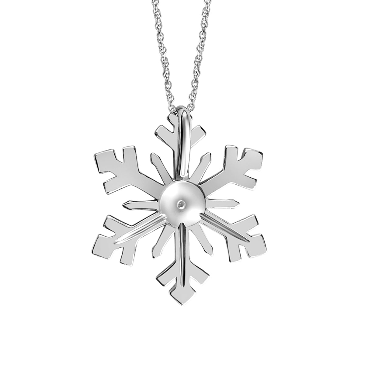 Set of 3 Sterling Silver Diamond Accent Snowflake Pendant 18-inch Necklace