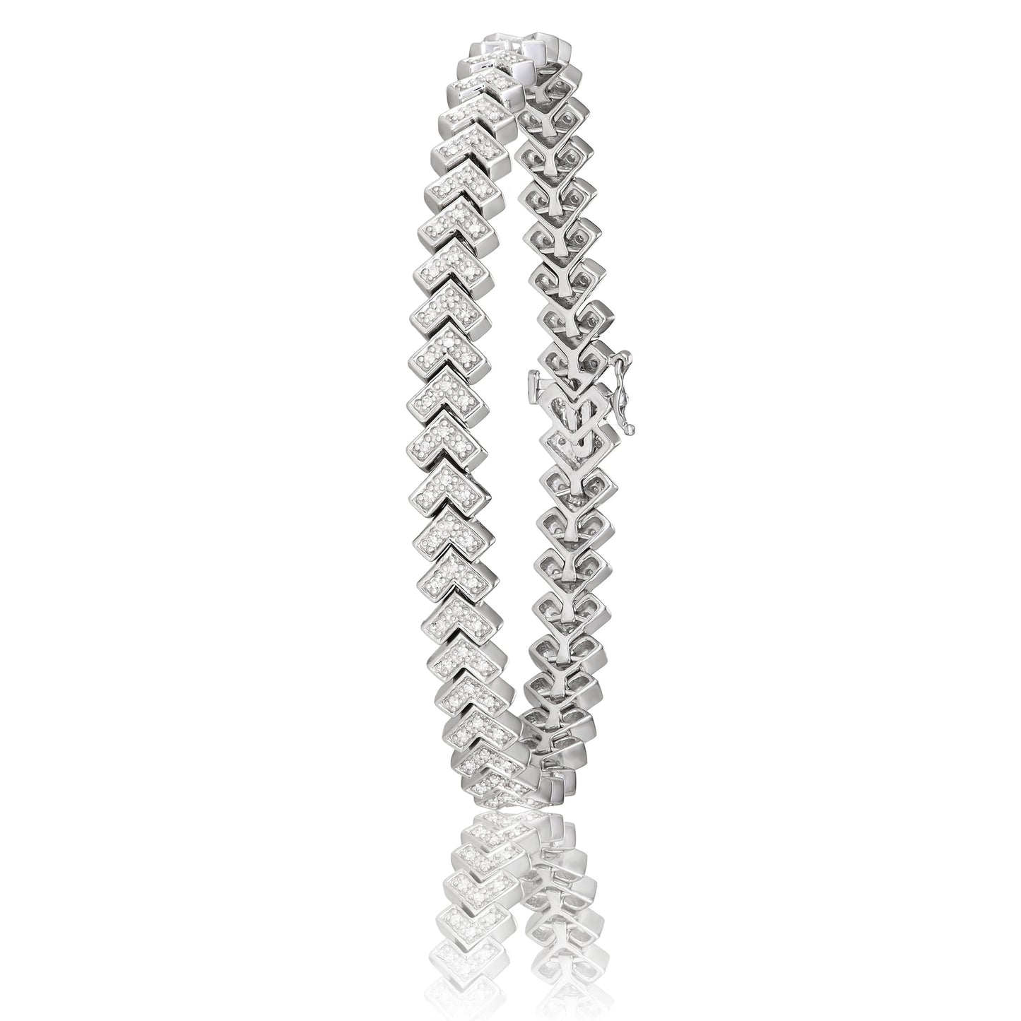 Sterling Silver 0.70ct TDW White Diamond 7 Inch V-Link Tennis Bracelet