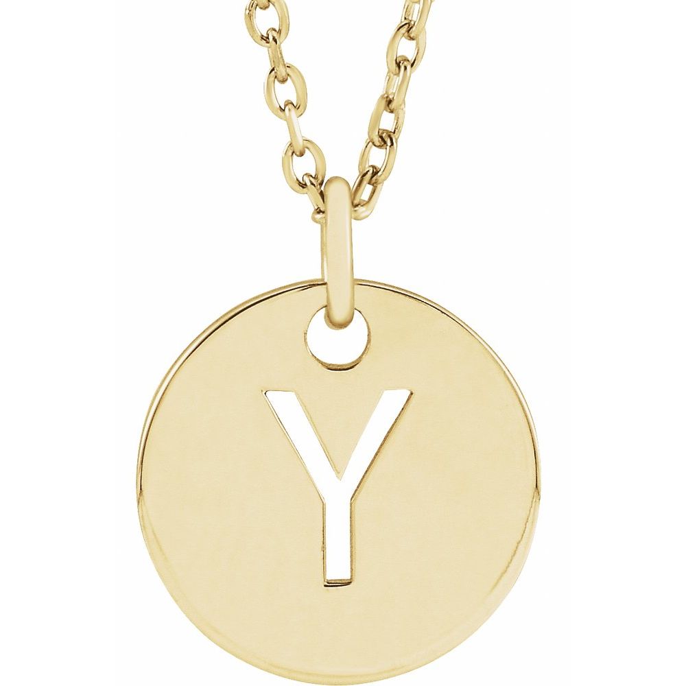 18K Yellow Gold-Plated Silver Initial Y Dangle Disc Necklace