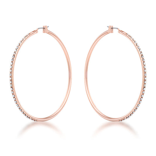 Precious Stars Rose Goldtone 55mm Crystal Hoop Earrings