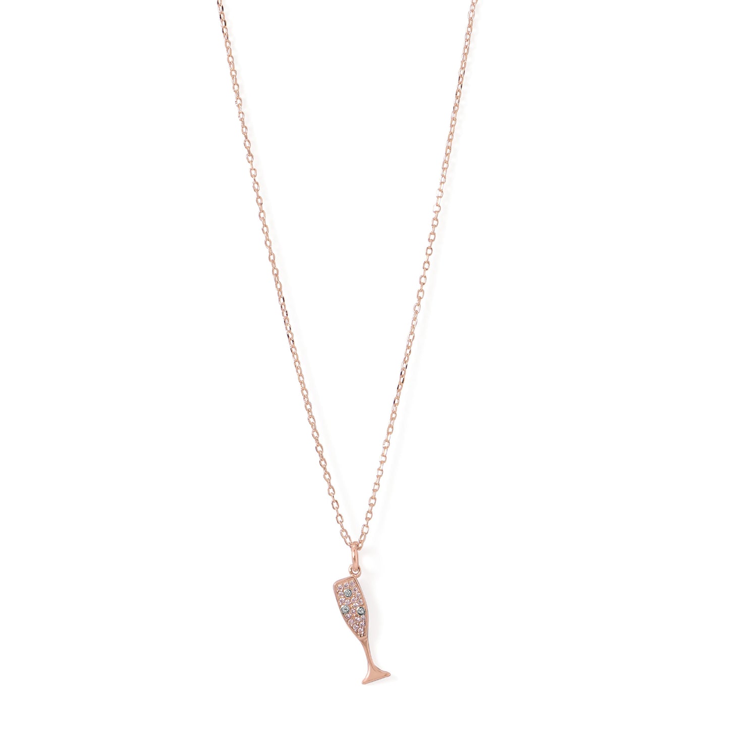 14k Rose Goldplated Silver Champagne Glass Pendant Necklace