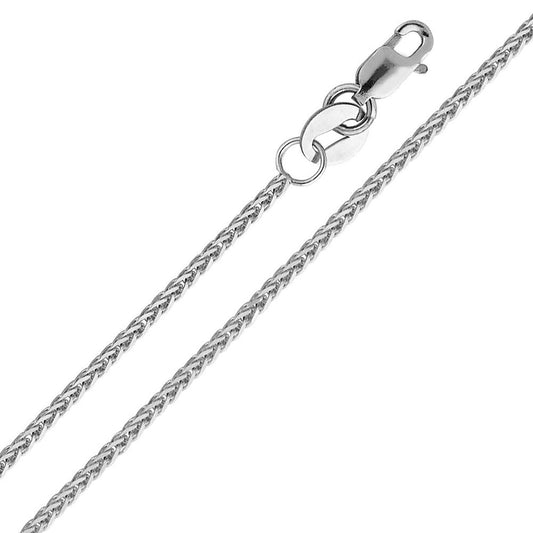 14k White Gold 1mm Diamond-cut Wheat Pendant Chain Necklace