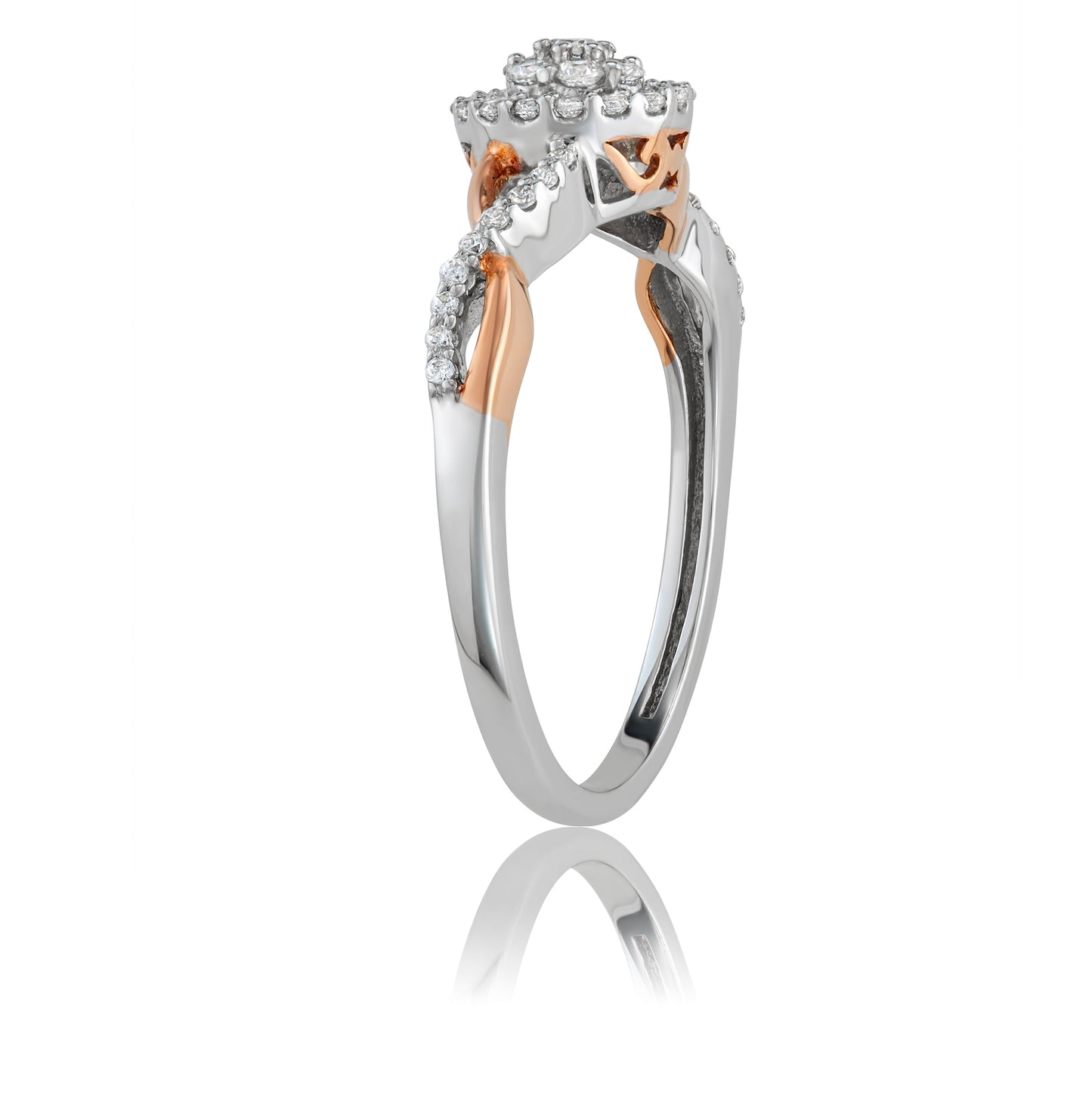 Two-Tone Sterling Silver 0.23ct TDW White Diamond Twisted Engagment Ring