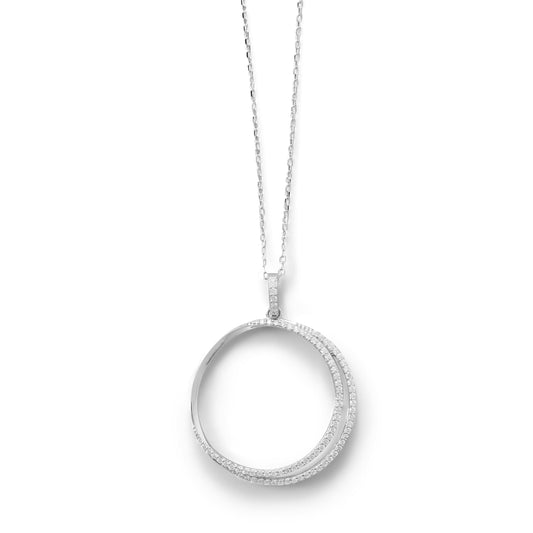 Sterling Silver Cubic Zirconia Eclipse Pendant Necklace