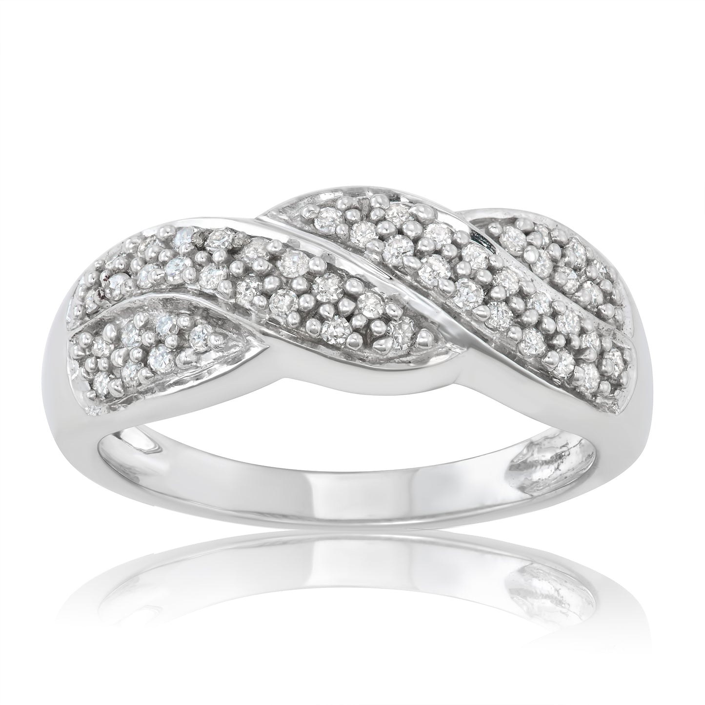 10k White Gold 0.25ct TDW White Diamond Braided Ring