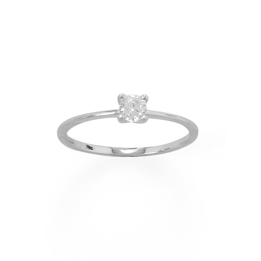 Sterling Silver Round-cut Cubic Zirconia Solitaire Promise Ring