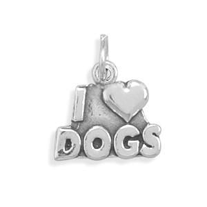 Sterling Silver I Love Dogs Bracelet Charm
