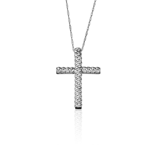 10k White Gold 0.25 ct TDW White Diamond Cross Necklace