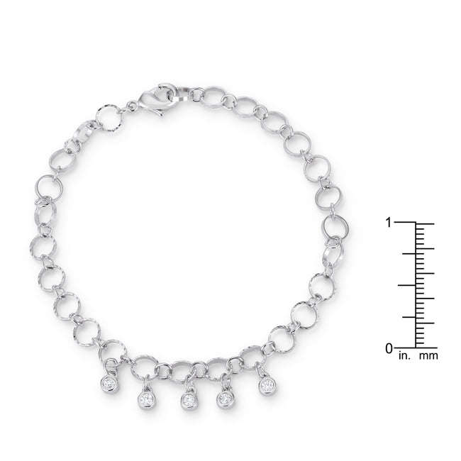 Precious Stars Silvertone 0.55ct Cubic Zirconia 8" Charm Bracelet