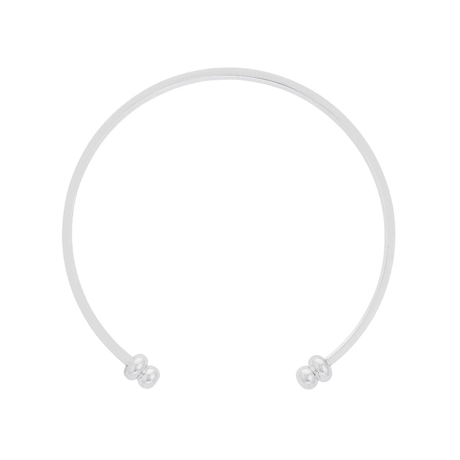 Precious Stars Silvertone Channel-Set Clear Crystal Cuff Bracelet