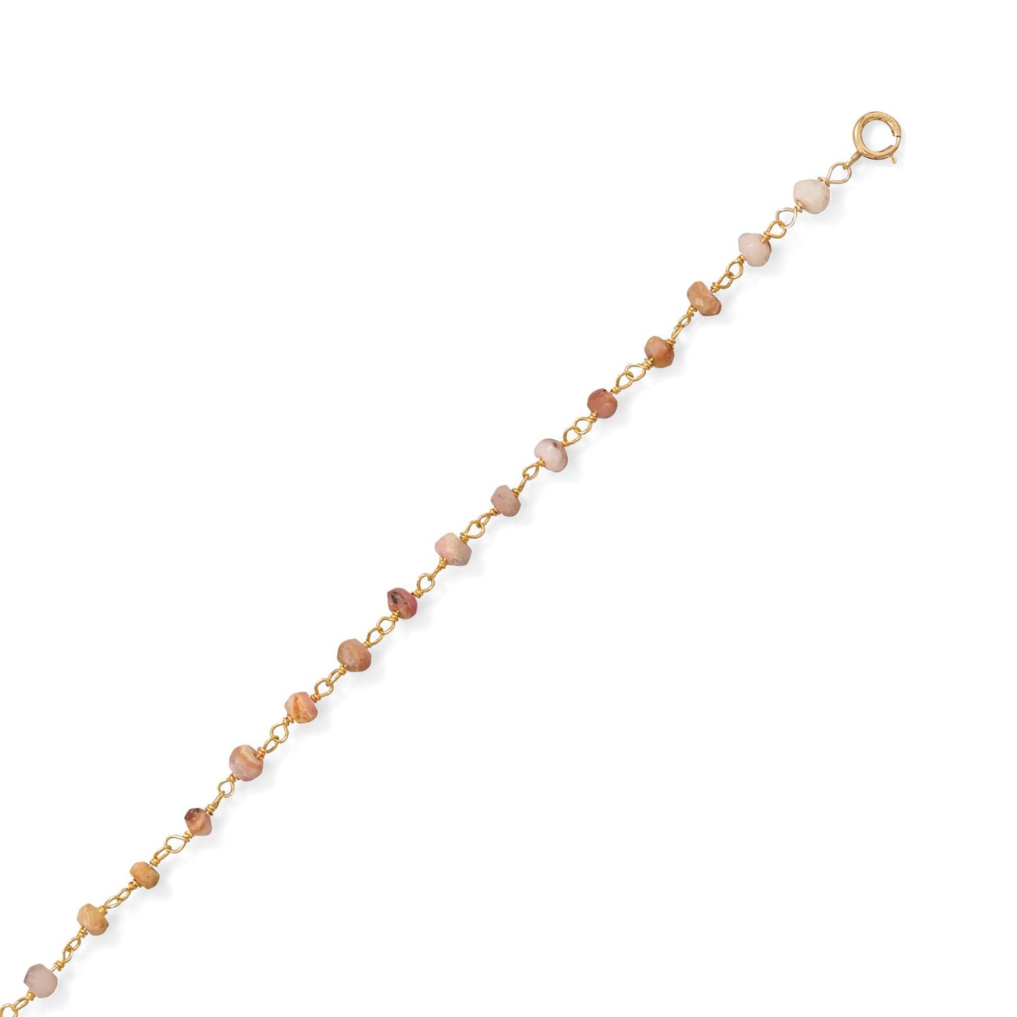 14k Goldplated Silver Pink Opal Anklet