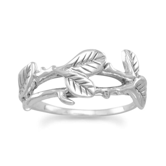 Sterling Silver Oxidized Leaf Design Ring