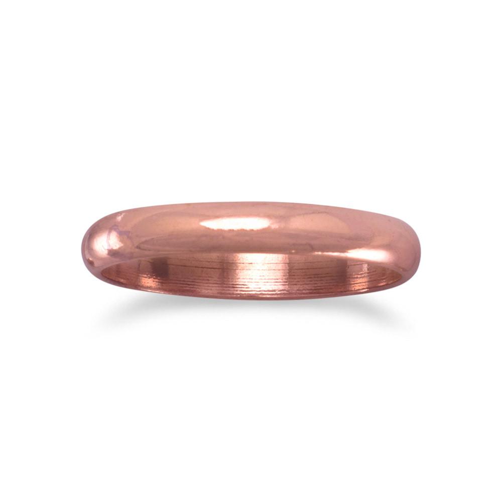 Solid Copper Polished 3mm Unisex Ring
