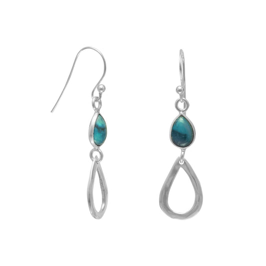 Sterling Silver Dangling Stabilized Turquoise Drop Earrings