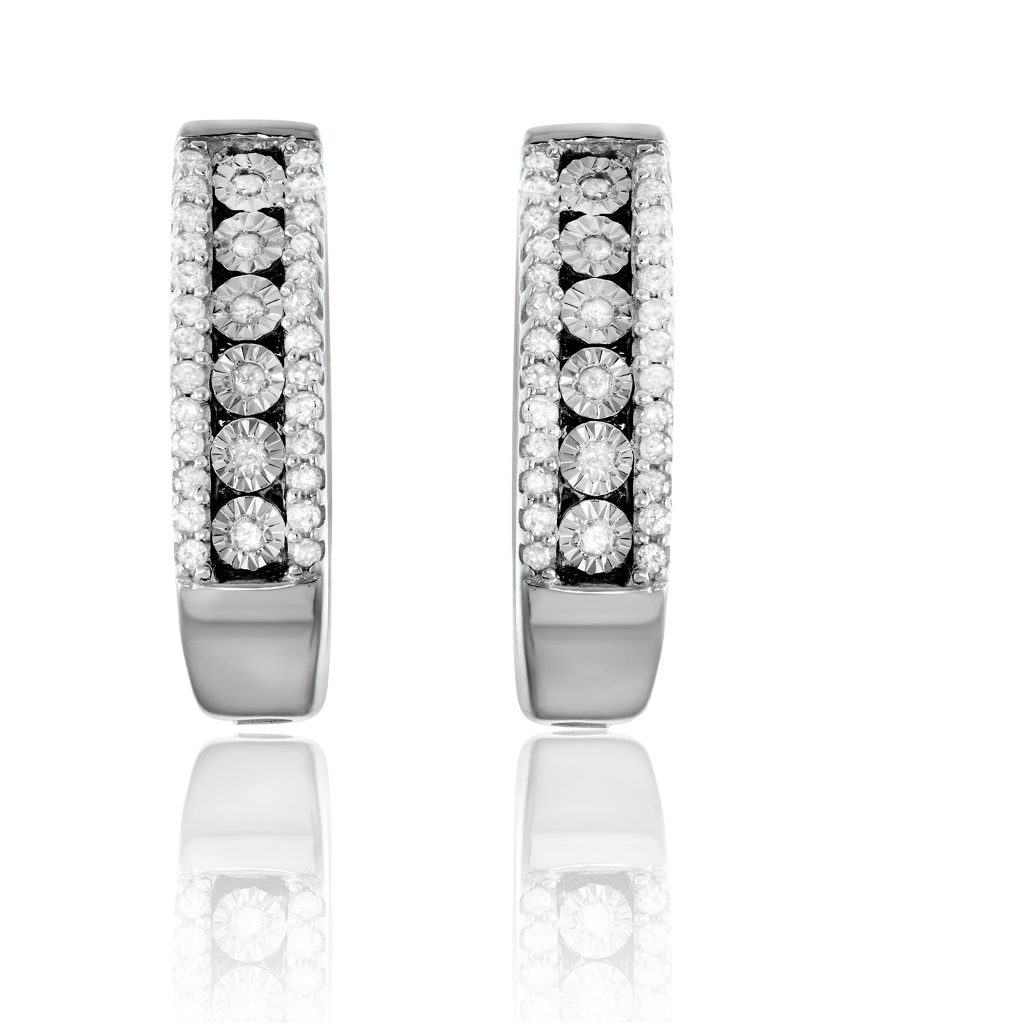 Sterling Silver 0.2ct TDW White Diamond Hoop Earrings