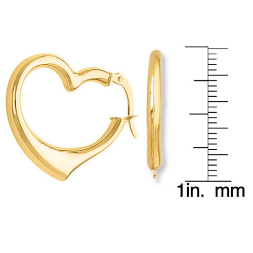 14k Yellow Gold 25mm Hinged Heart Hoop Earrings