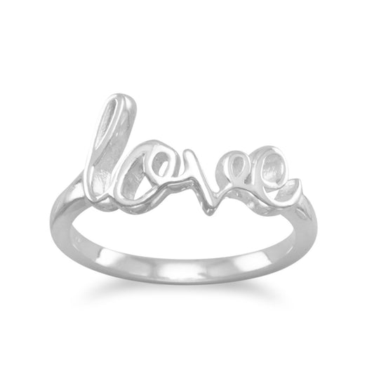 Sterling Silver Polished Script 'Love' Ring