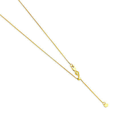 14k Yellow or White Gold 1mm Adjustable Cable Chain Necklace