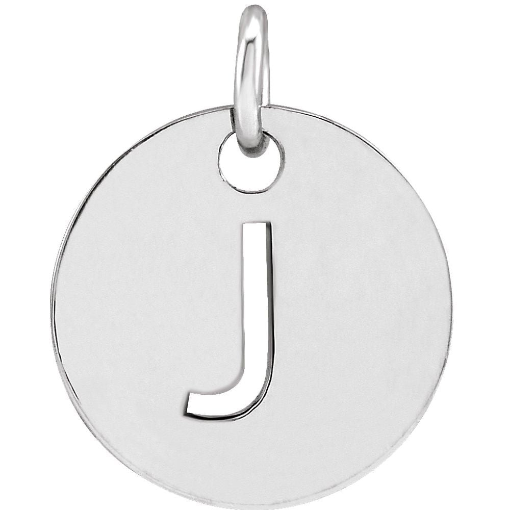 Sterling Silver Initial J Disc Pendant