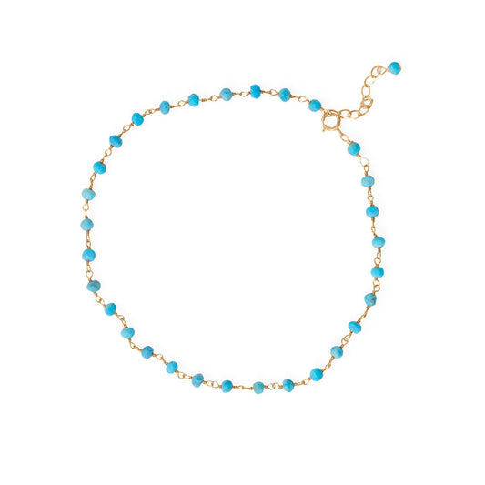 14k Goldplated Silver Simulated Turquoise Anklet