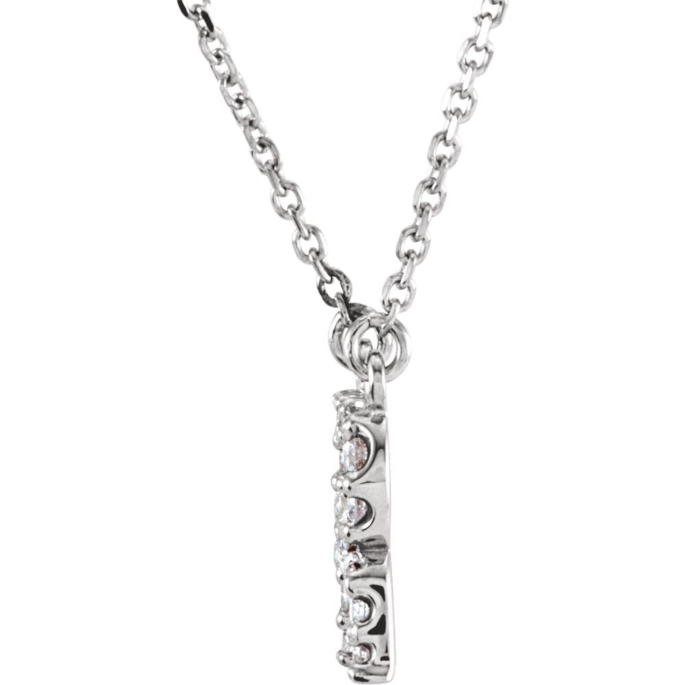 14K White Gold 1/8CTW White Diamond Initial R Pendant Necklace