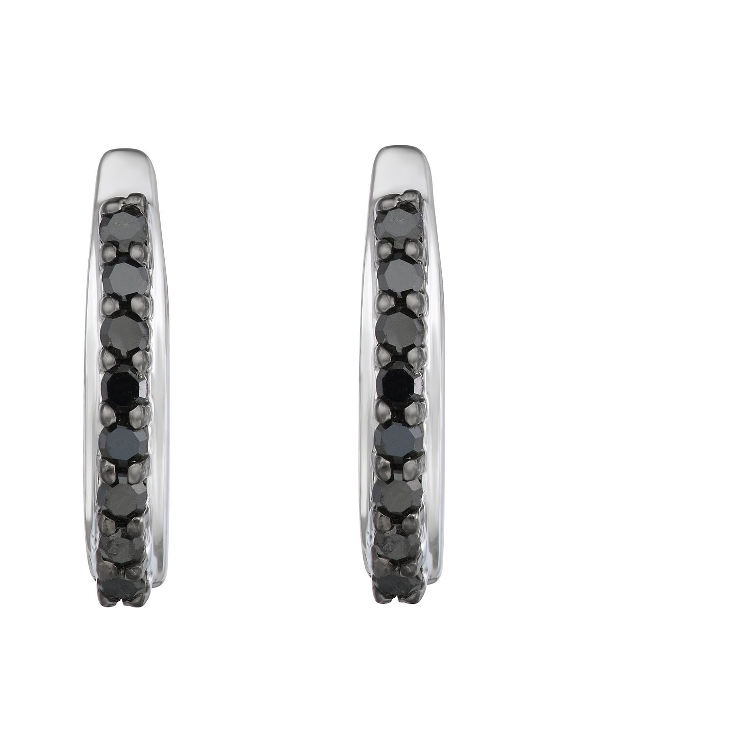 Sterling Silver 0.25ct TDW Black Diamond Hoop Earrings