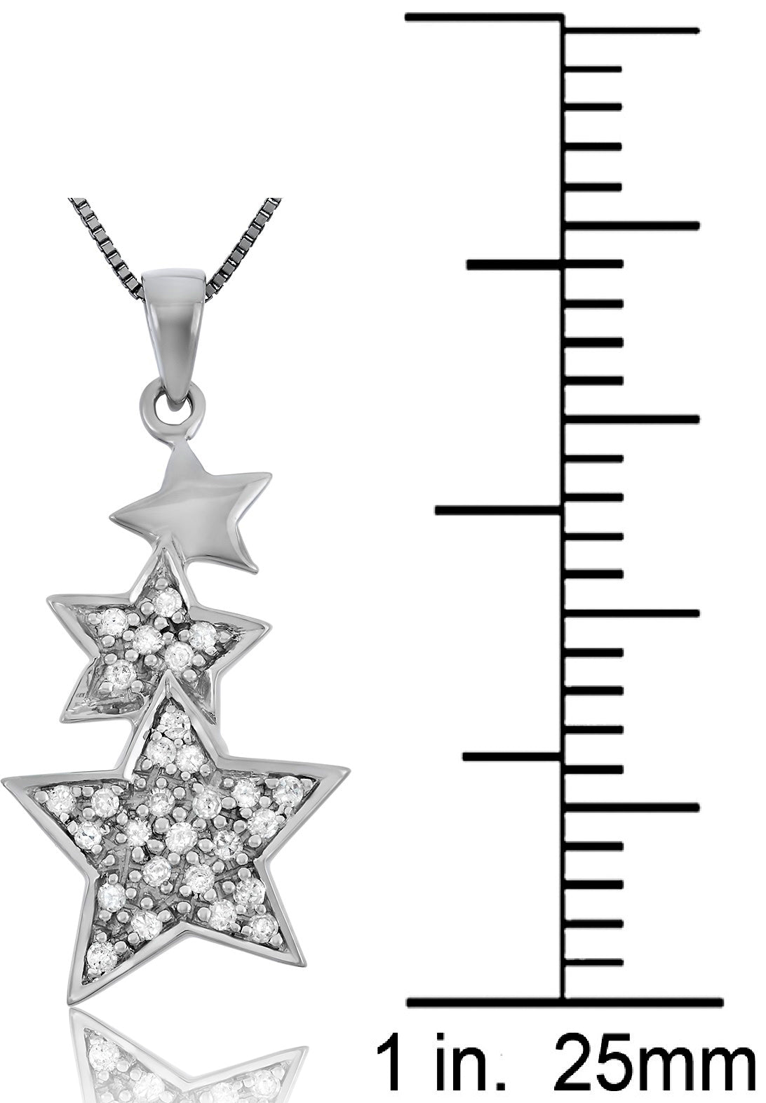 Sterling Silver 0.20 ct TDW White Diamond Three Star Necklace