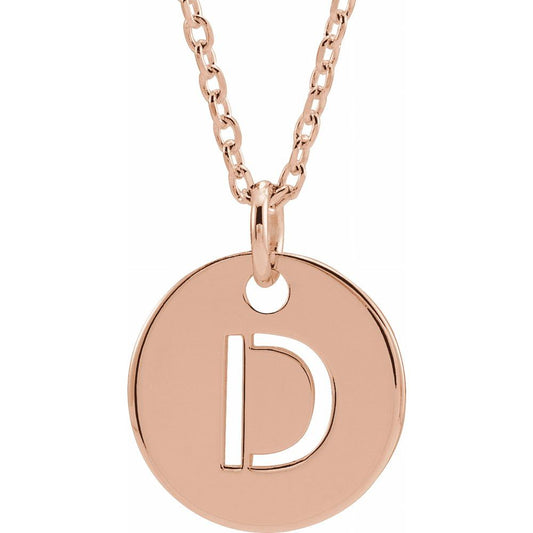 18K Rose Gold-Plated Silver Initial D Dangle Disc Necklace