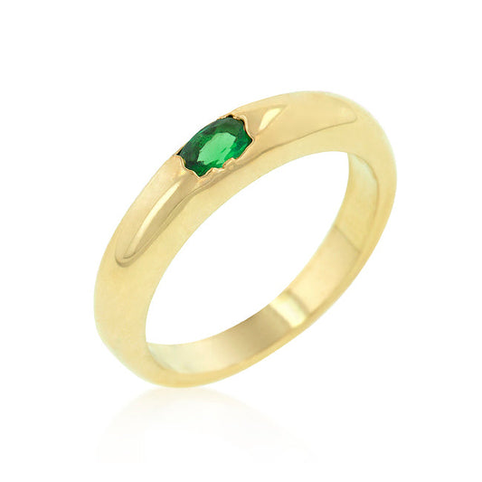 Precious Stars Goldtone Oval-Cut Green Cubic Zirconia Stackable Ring