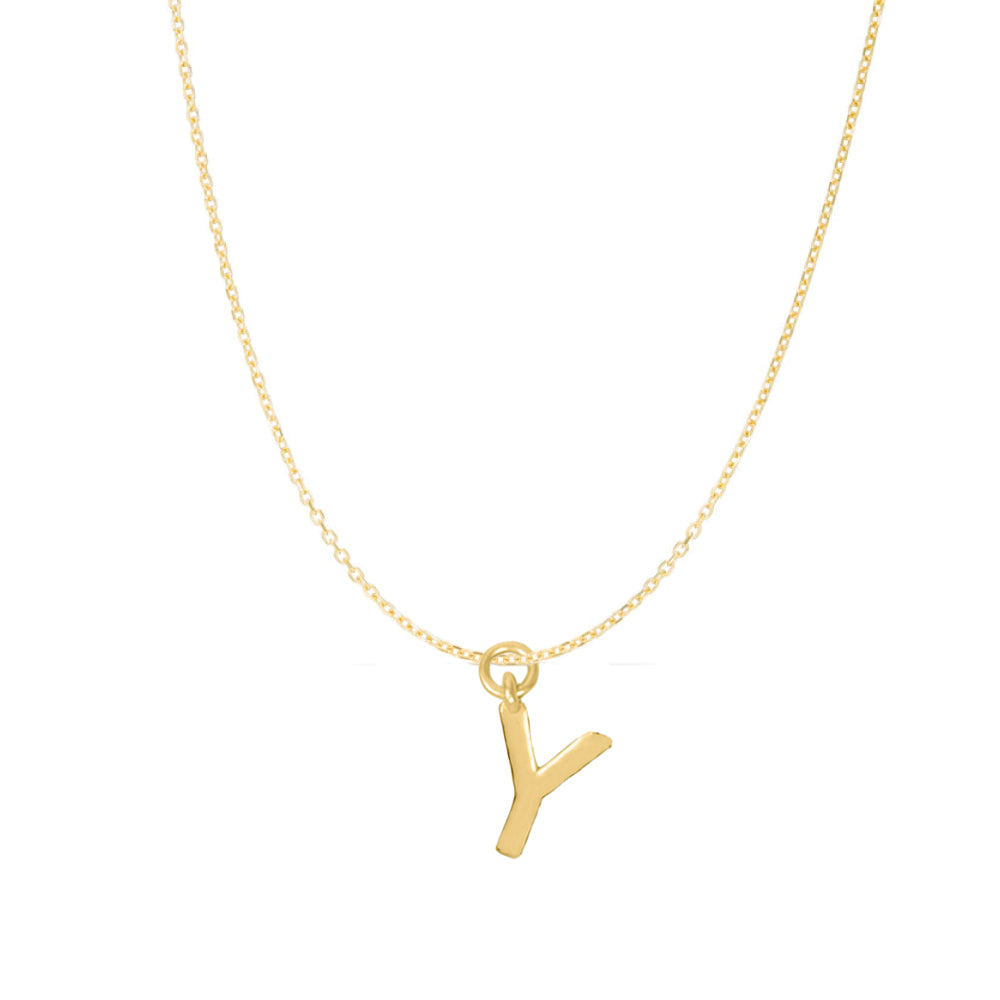 14K Goldplated Sterling Silver Polished "Y" Charm With Goldfilled 1.5mm Cable Chain